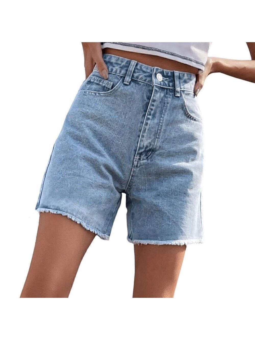 PLT PrettyLittleThing Women's Raw Hem Boyfriend Denim Shorts Jorts Edgy US 2